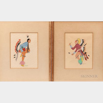 Two Spencer Asah Indian Dancing Paintings