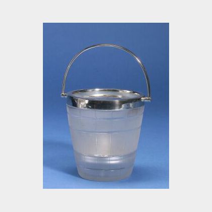 English Silver Mounted Glass Ice Bucket