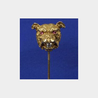 Antique 14kt Gold Bulldog Stickpin
