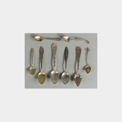 Group of Forty-one Sterling Souvenir Spoons of Connecticut and New York