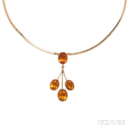18kt Gold and Citrine Necklace, Justa
