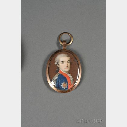 English Portrait Miniature on Ivory of an Officer in Uniform