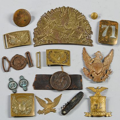 Group of Civil War-era Plates and Buckles