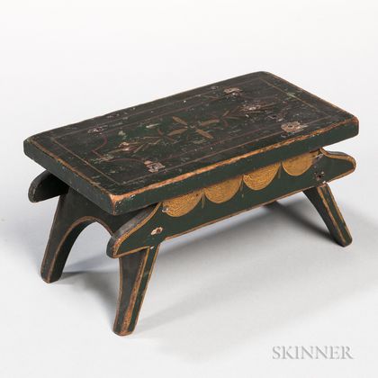 Green- and Yellow-painted Footstool