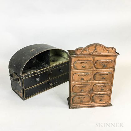 Two Small Painted Tin Cabinets