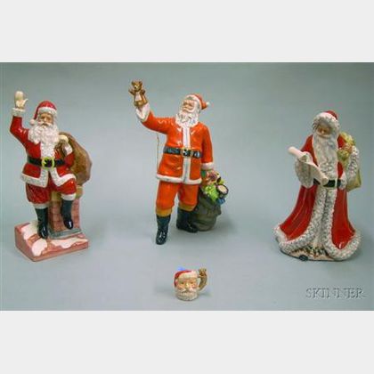 Three Royal Doulton Santa Figures and a Santa Mug