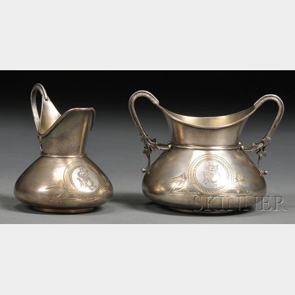Whiting Sterling and Parcel-gilt Aesthetic Movement Creamer and Sugar