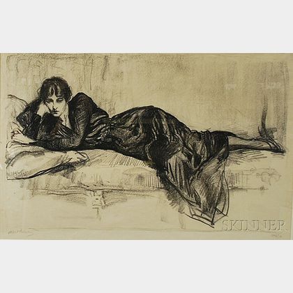Albert Edward Sterner (American, 1863-1946) Reclining Woman in Black