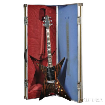 Megas X-1000 Electric Guitar, 1977, Macassar ebony top, flame birch back and neck, inscribed by maker on rear cavity cover X-1000 Guit 