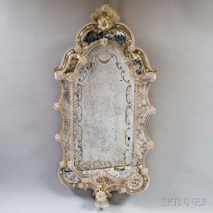 Shaped Venetian Glass Mirror