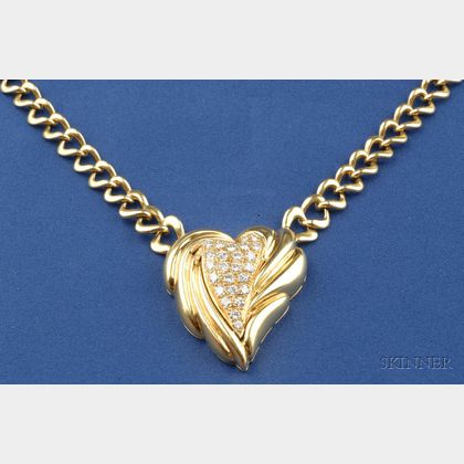 18kt Gold and Diamond Heart Pendant Necklace