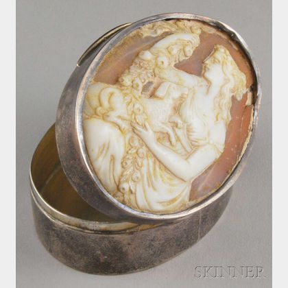 Small English Silver and Shell-carved Cameo Lidded Box