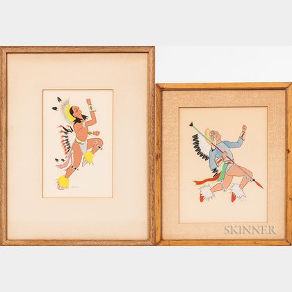 Two Spencer Asah Indian Dancing Paintings