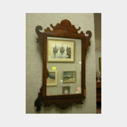 Small Chippendale Inlaid Mahogany Mirror. 