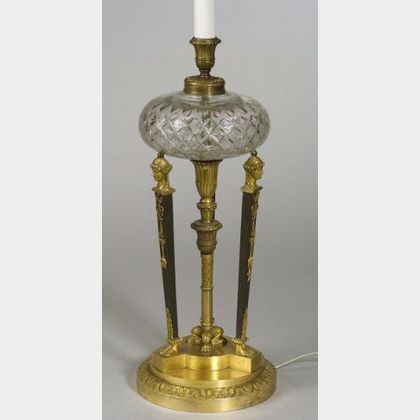 Empire-style Patinated and Parcel Gilt Bronze Table Lamp