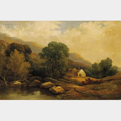 Lot of Two Landscapes: Harry Bright (British, 1814-1873),A Cottage in North Wales