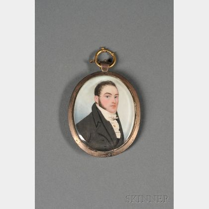 English Portrait Miniature on Ivory of a Young Gentleman
