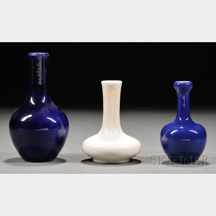 Three Monochrome Bottle Vases