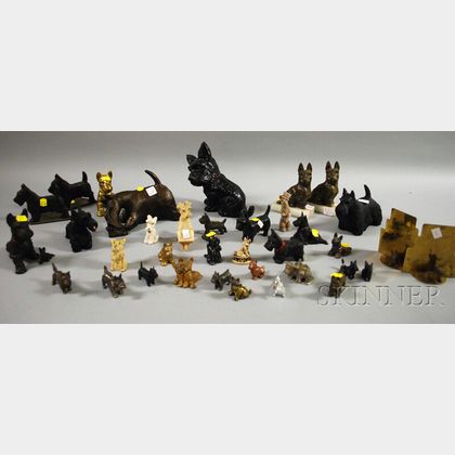 Collection of Metal Scottie Dog Figural Items