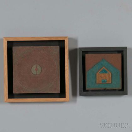 Juan Alcazar Mendez (Mexican, 1955-2013) Two Clay Paintings: House 