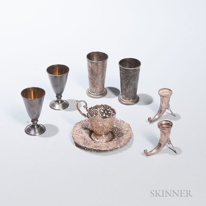 Eight Pieces of American and Continental Silver Tableware Items