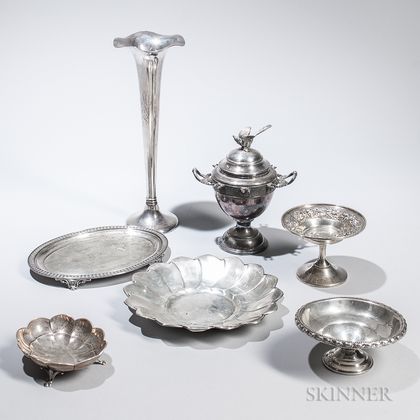 Seven Sterling Silver and Silver-plated Tableware Items