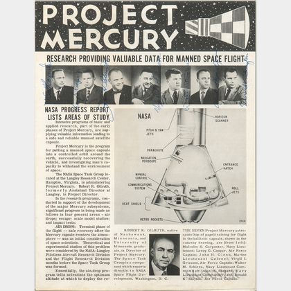 Project Mercury 7 Astronauts, Signed NASA Periodical: Project Mercury [and] Official NASA Photograph.