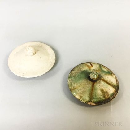 Two Pottery Jar Covers