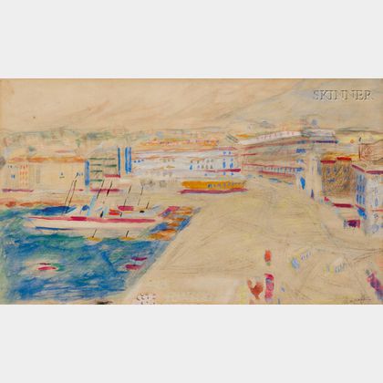 Alexis Pavlovich Arapoff (Russian, 1904-1948) Harbor Scene, Marseilles, France