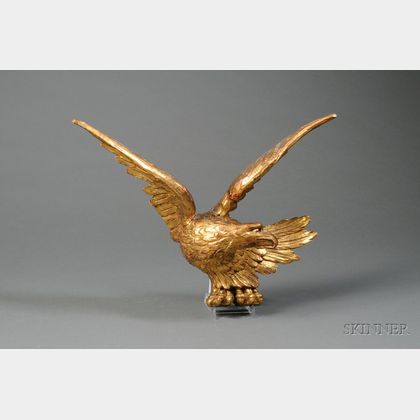 Carved and Gilded Wooden Eagle Plaque
