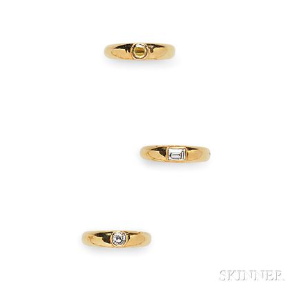 Set of Three 9kt Gold and Diamond Bands