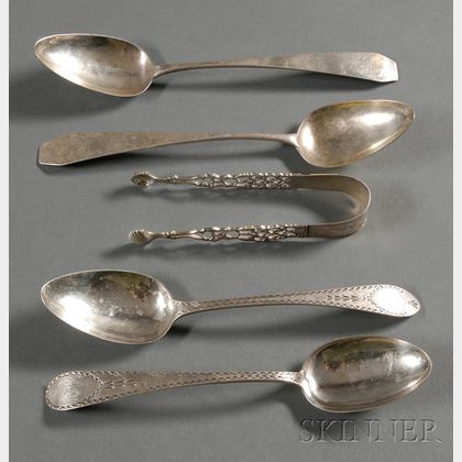 Four Federal Coin Silver Place Spoons