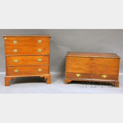 Pine Dovetail-constructed Blanket Chest with Two Short Drawers and a Pine Blanket Chest over Two Long Drawers. Estimate $100-200