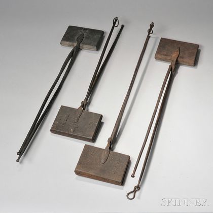 Four Wrought and Cast Iron Waffle Irons