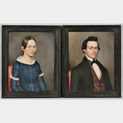 Philip Boss (American, 19th Century) Two Portraits: Mr. William Penn Sheldon of New York State, and Possibly His Sister.