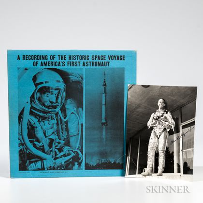Project Mercury 7, Alan Shepard, Signed Photograph and Phonograph Record.