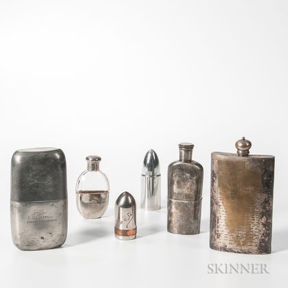 Four Flasks and Two Bullet-form Shot Glass Containers