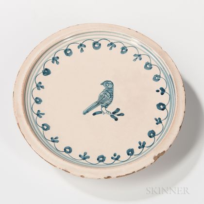 Bird-decorated Tin-glazed Earthenware Tazza