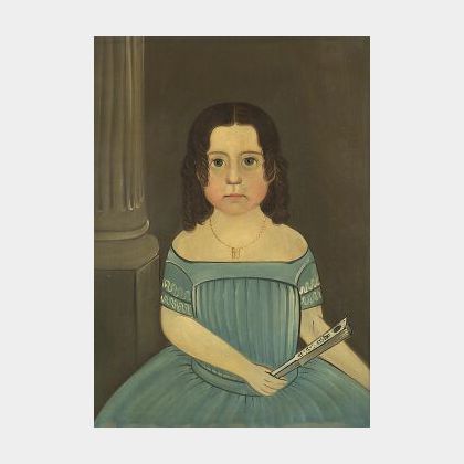 Attributed to Sturtevant J. Hamblin (ac. 1837-1856) Portrait of a Girl in Blue