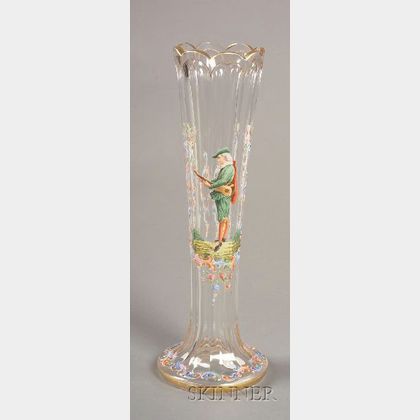 Lobmyer Enameled Glass Vase