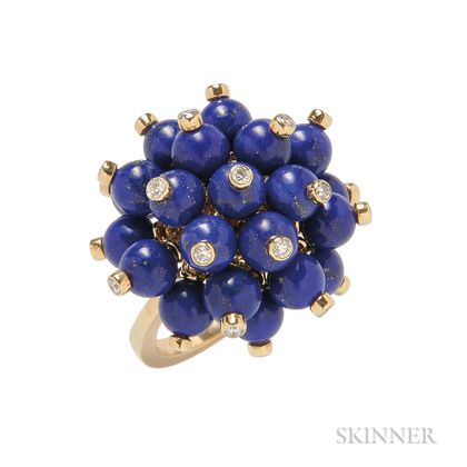 18kt Gold, Lapis, and Diamond Ring, Aletto Brothers