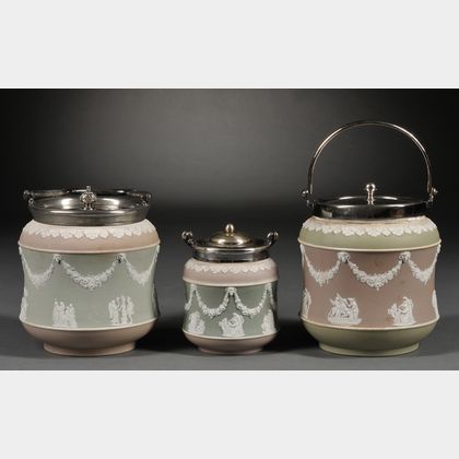 Three Wedgwood Three-color Jasper Dip Jars