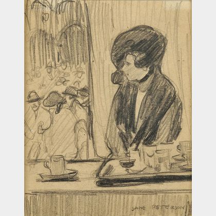 Jane Peterson (American, 1876-1965) Sketch of a Woman in a Cafe
