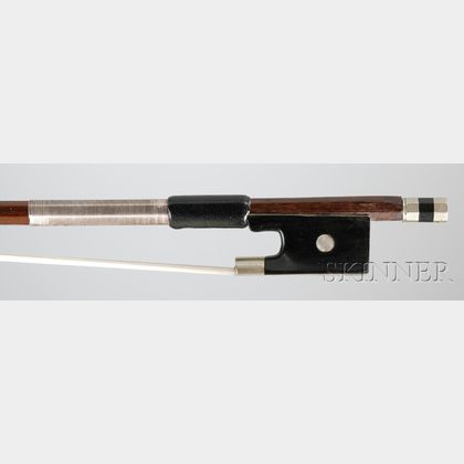 French Nickel-mounted Violin Bow, Probably Pierre Simon Workshop