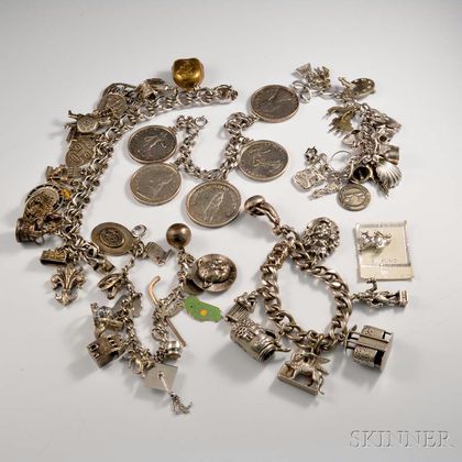 Group of Sterling Silver Charm Bracelets
