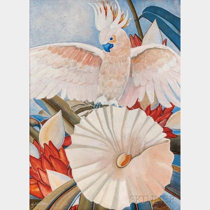 James McCracken (American, 1875-1967) Cockatoo and White Bloom