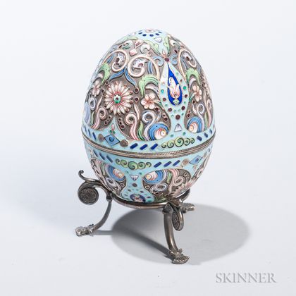 Russian-style Silver and Enamel Egg