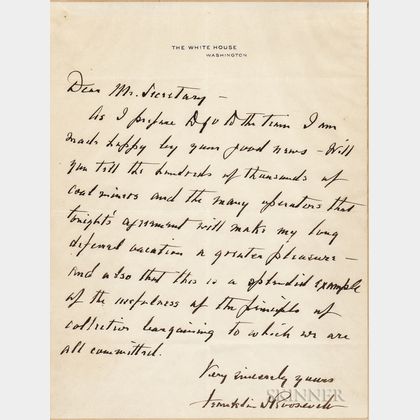 Roosevelt, Franklin Delano (1882-1945) Autograph Letter Signed.