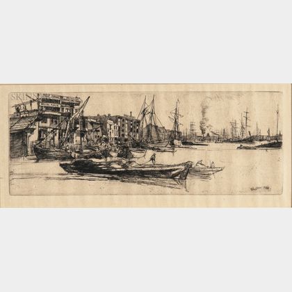 James Abbott McNeill Whistler (American, 1834-1903) Thames Warehouses