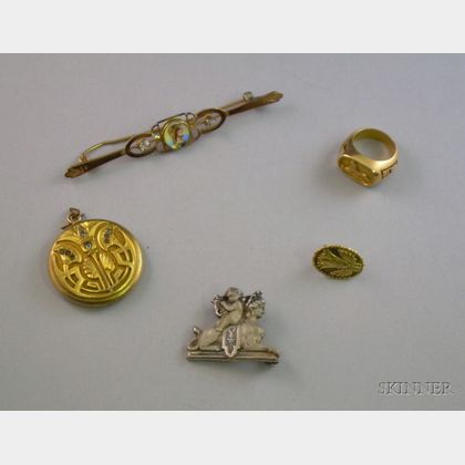Five Pieces of Egyptian Revival Jewelry